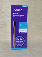 iSmile Activated Charcoal Natural Teeth Whitening Powder with Bamboo Toothbrush
