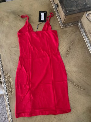 pretty little thing red bodycon dress Pretty Little Thing Shape Red Slinky Cut Out Detailed Bodycon Dress Size 2  UK 6