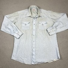 Vintage H Bar C Pearl Snap Shirt Long Tail Floral Western Long Tail Made in USA