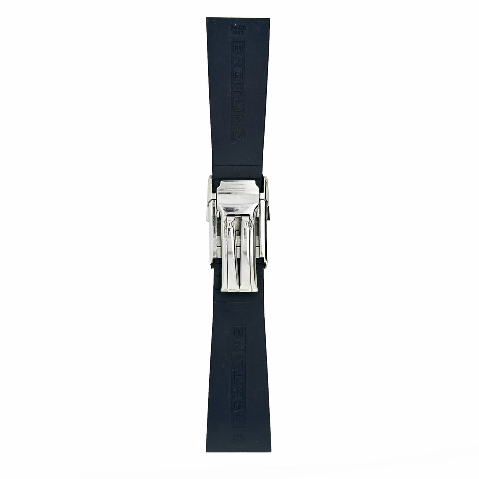 Bracelet Caoutchouc Breitling 24mm + Boucle Déployante 20mm – Noir – Pour Plongée – Occasion En Bon état