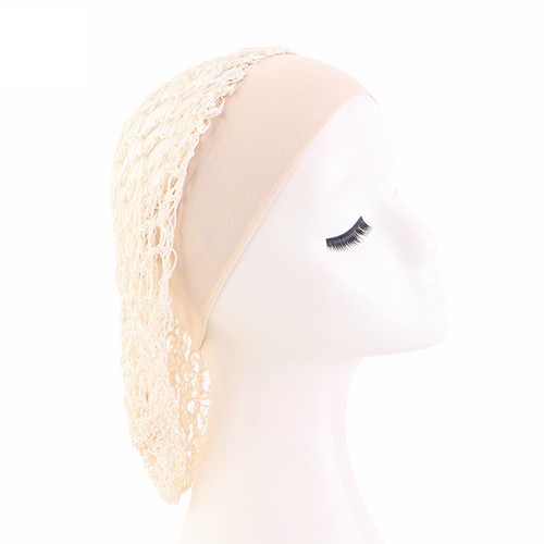 Women Fashion Crochet Mesh Hair Net Hair Care Snood Wide Band Turban Bonnet Cap - 第 19/24 張圖片
