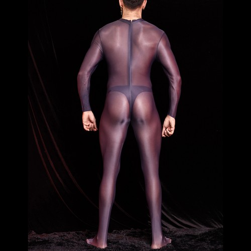 Men's See Through Smooth Bodystockings Stretchy Long Sleeve Full-body AU - Picture 38 of 46
