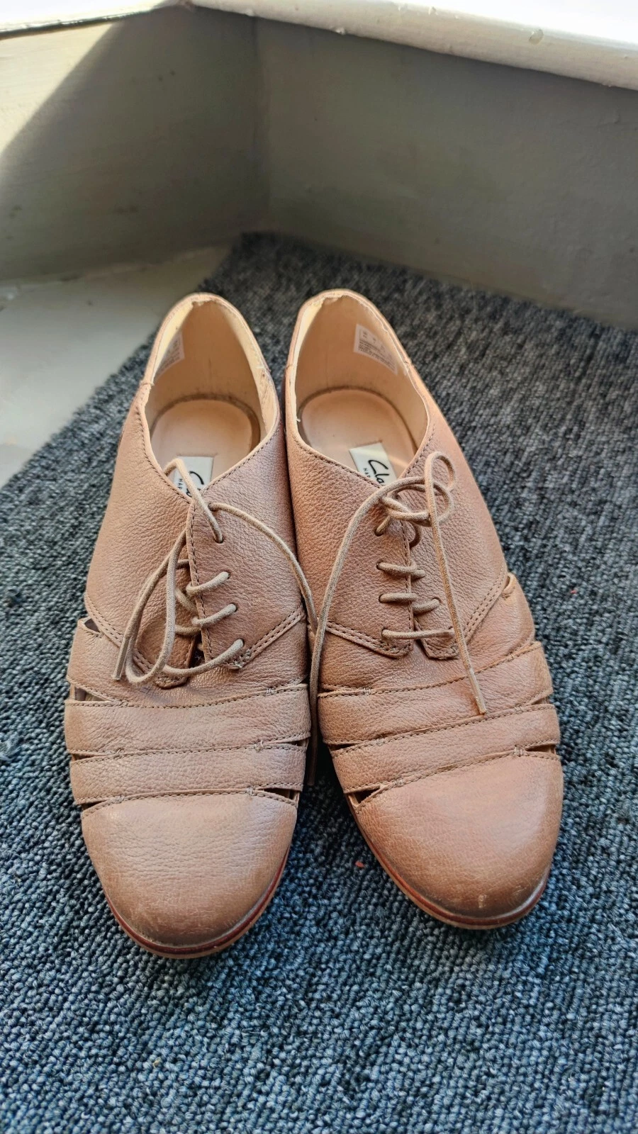 Sandali stringati Clarks in pelle marrone misura 4 5 37 5 *VGC*