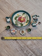 Vintage Miniature Tea Set Tonala artisan made pottery Complete 9 Piece Set EUC