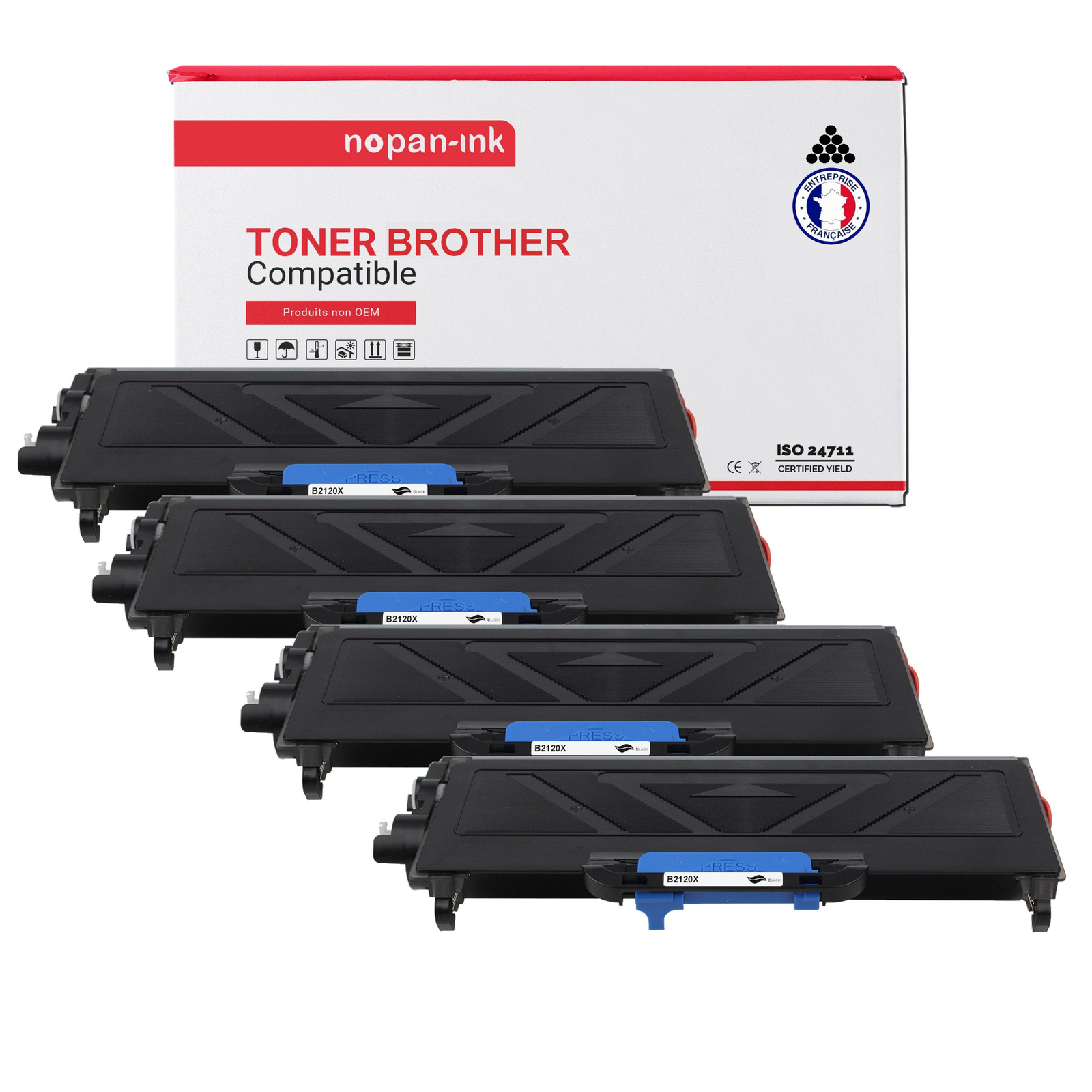 Toner TN2120 noir haute capacité NOPAN-INK pour textes nets x4