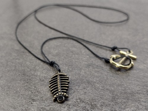Anchor Skeleton Charm Pendant String Necklace Gift Jewelry for Men Women Boho - Picture 3 of 5