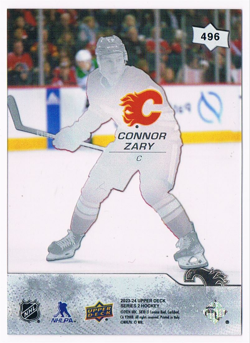 2023-24 UPPER DECK YOUNG GUNS CLEAR CUT CONNOR ZARY ROOKIE CALGARY