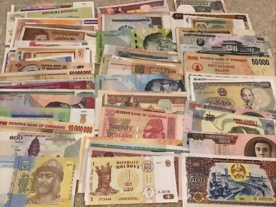 Lot von 100 Weltbanknoten. Alte & neue Scheine. Sammelset. Alles verschieden.