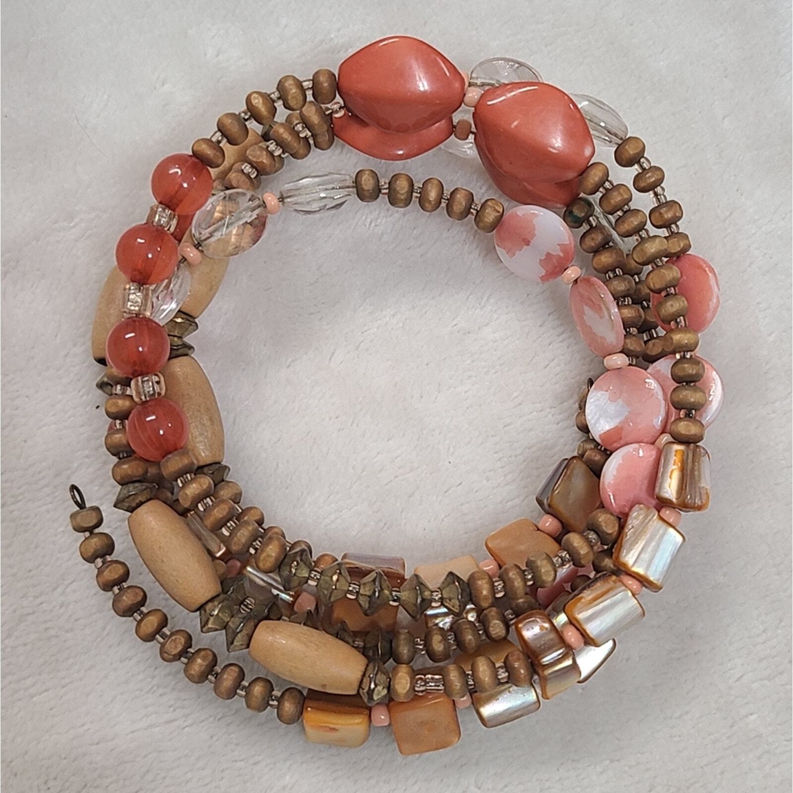 Multicolor Mixed Material Beaded Wrap Bracelet - image 3