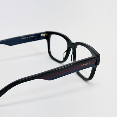 GUCCI 1303 Black Blue Stripe Square Classic Eyeglasses GG1303O
