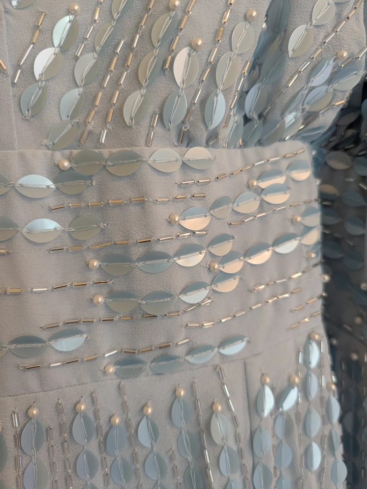 Vestido formal para mujer Mac Duggal azul claro con cuentas. Talla 14. Usado una vez. Foto 3 de 4