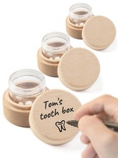 iwoohome 3pcs Blank Tooth Fairy Box DIY Graffiti for Girls and Boys Plain Wo...