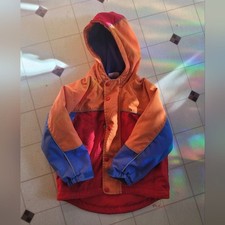 Hanna Andersson Colorblock Winter Jacket Heavy Coat Size 100 Puffer Blue Orange