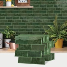 Green Peel and Stick Tile,Thick 3D Adhesive Wall Tiles, Stick on Backsplash T...
