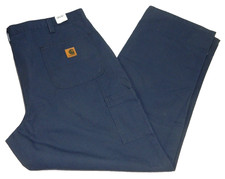 Men's Carhartt Jeans Dark Blue Canvas Dungaree Fit Tag 42x32 measured size 42x31