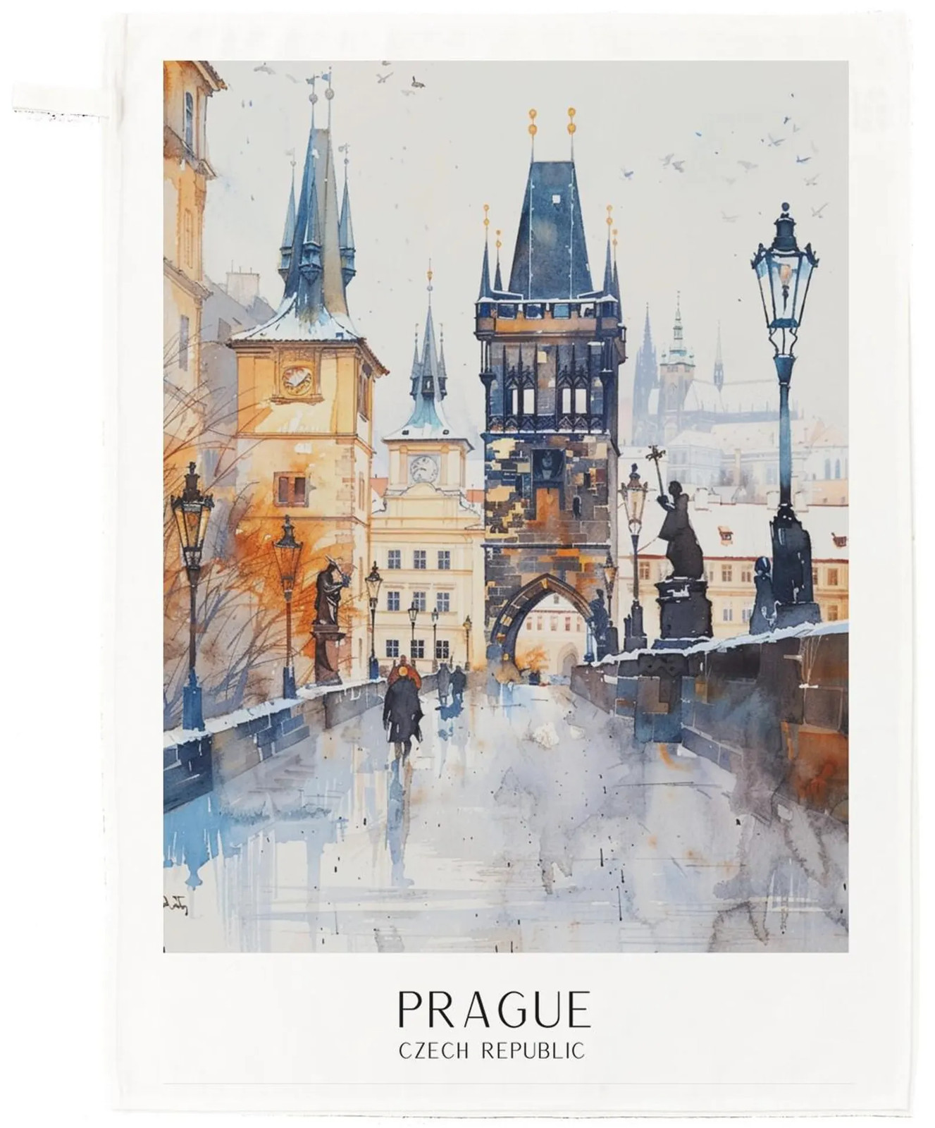 Prague Cotton Tea Towel – Charles Bridge