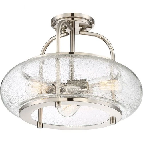 Trilogy - 3 Light Large Semi-Flush Mount - 12 Inches high-Brushed Nickel Finish - Picture 8 of 9