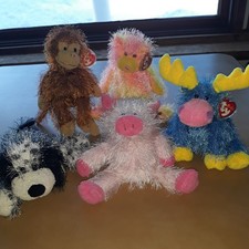 Vintage 2003 Ty Beanies Fuzzy Punkies Lot Of 5 With Special Personalities Dcpt