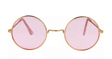 Hippie Wire Frame Pink Lenses Glasses 60s 70s costume retro style stage peace
