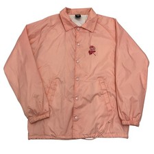 Obey Rose Coach Jacket Mens Medium Pink Nylon Snap Front Streetwear