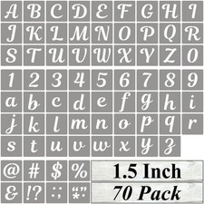 1.5 Inch Letter Stencils for Painting - 70 Pack Alphabet Letter and Number St...