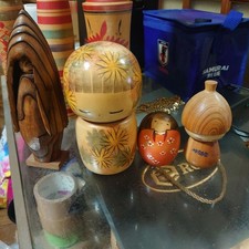 Japanese Kokeshi Wooden Doll Wooden Craft Dolls 4 Piece Set Collectible 13+