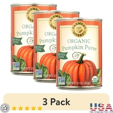Organic Pumpkin Puree Non-GMO Vegan Gluten-Free 15oz Canned Puree Allergen-Free