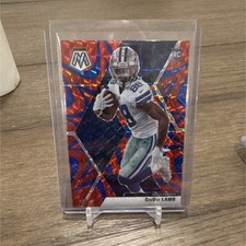 2020 Mosaic CeeDee Lamb Cowboys Reactive Blue & Red Parallel Rookie Card #207. rookie card picture