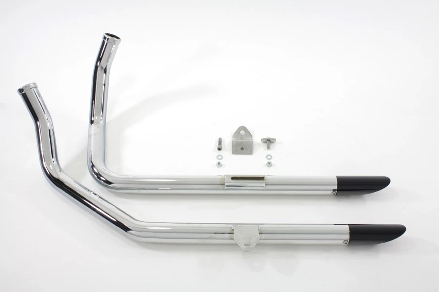 Juego de tubos de arrastre de escape Wyatt Gatling con puntas de corte negras para Harley Davidson Foto 3 de 4