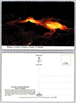 Kilauea Volcano Eruption Hawaii Postcard Halemaumau Fire Pit Plastichrome