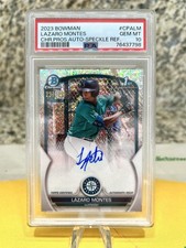 2023 BOWMAN 1ST CHROME PRSPCT AUTO #CPALM LAZARO MONTES /299 PSA 10 REFRACTOR 🔥