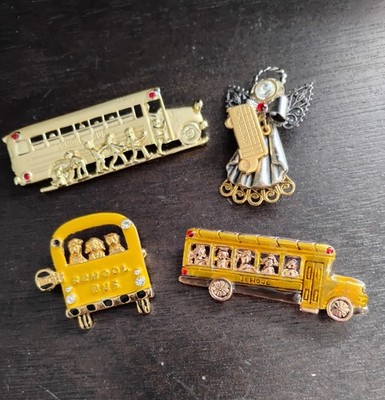  School Bus Signed Danecraft Lot Of 4