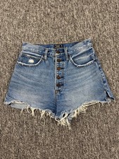 Abercrombie Fitch Shorts Women 2/26 Natural Rise Distressed Button Fly Frayed