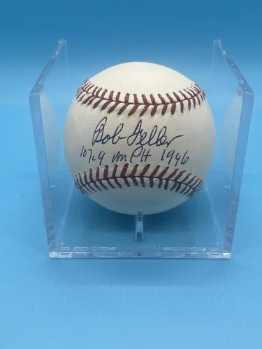 BOB FELLER SIGNED 107.9 MPH 1946 RAWLINGS BASEBALL GLOBAL COA!!