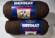Lot of 3 Bernat super value yarn 3 oz 426 yds Chocolate