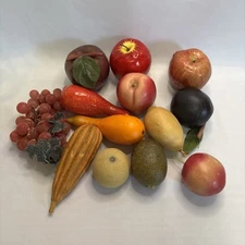 Lot of 13 Vintage Assorted and Decorative Artificial Faux Fruits and Vegetable