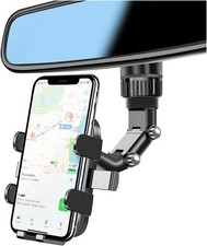 Rearview Mirror Phone Holder 360 Rotatable and Retractable Car Phone Mount
