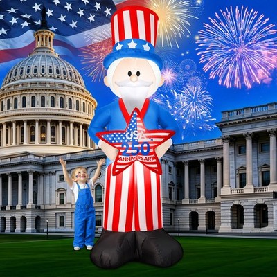 6 Ft Uncle Sam LED Inflatables 4th Of July Yard Outdoor Decorations Clearance