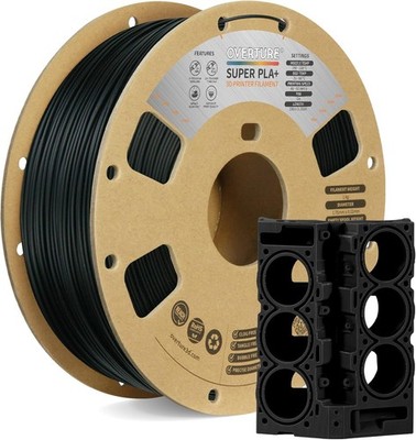 OVERTURE Super PLA+ Filament 1.75mm, Toughness Enhanced PLA Plus, Black