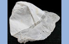 antique VICTORIAN BUTTERFLY EYELET LACE hand sewn BABY BONNET CHRISTENING CAP