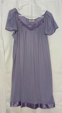 Vintage 60s 70s Vanity Fair Lavender Nightgown L Lilac Nylon Lounge Dress USA