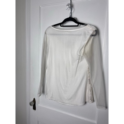 Sundance Women's Ivory Lightweight Lace Sleeve Boho Chic Sheer Frilly Top Size S - Picture 8 of 8