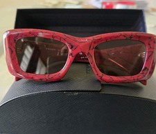New Authentic PRADA Acetate Symbole Sunglasses SPR 13Z Red Marble Women Prada Su