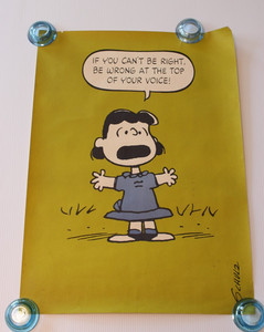 Vintage Peanuts Lucy poster Charles Schulz olive green Springbok Edition 28x20