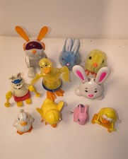 Easter style Lot of 10 Wind-Up Animal Toys. Ducks, Bunnies, most are vintage.