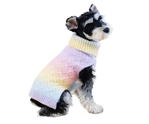 Dog Sweater in Pastels with Turtleneck - Pet Apparel - Size Medium