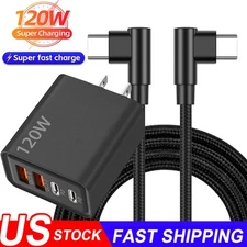 90 Degree Angle USB-C to USB-C Charger Cable Fast Charging Type Sync Cord