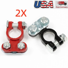 2pcs Negative Positive Car Battery Cable Terminals Top Post Connectors Clamp