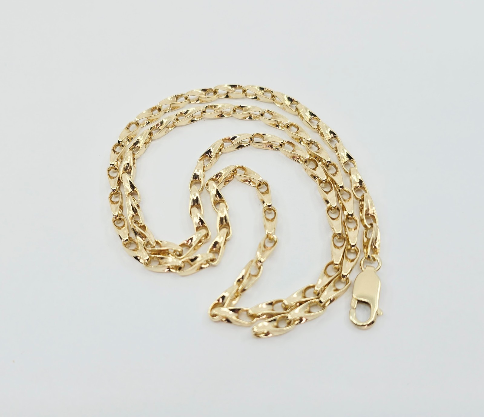 "Unique Fancy 12K Solid Yellow Gold Designer Custom Link Chain Necklace - 25\" L"
