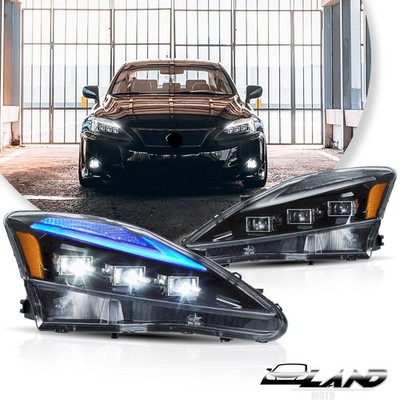 VLAND LED Headlights Blue Startup Animation For 2006-13 Lexus IS250 350 ISF Pair